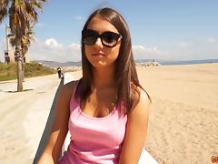 Cutest brunette gets seduced on the beach and banged in the bedroom tube porn video