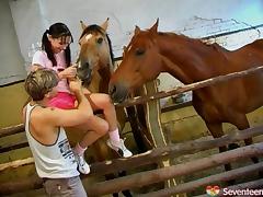Kinky dude nails a hot teen bitch in a barn and cums on her face tube porn video