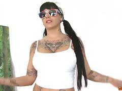 Long pigtails are tasty on a busty fuck slut with lots of tattoos tube porn video