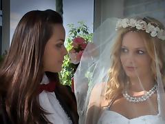 Lesbian brides make the most out of their first night married tube porn video
