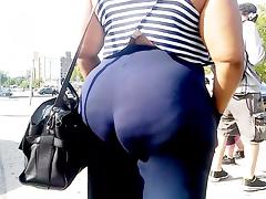 Ebony Bbw booty thong in See-thru pants tube porn video