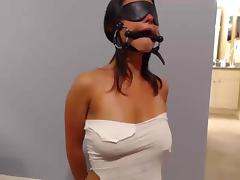 Cuffed  blindfolded  gagged tube porn video