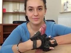 Double-Gloved Teasing Handjob By A Sweet Girl tube porn video