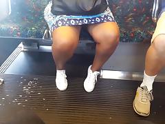 Ebony granny on the train tube porn video