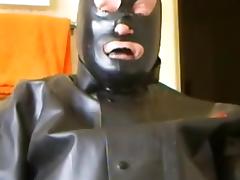 Smoking in rubber. tube porn video