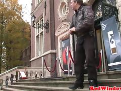 Dutch hooker tugging tourits cock tube porn video
