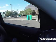 Latina swallows cum in parking lot gloryhole tube porn video