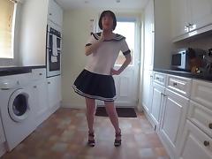 Wife in School uniform Dancing Striptease tube porn video