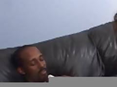 Black guy fucks sexy brunette on sofa tube porn video