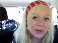 Norwegian blonde masturbating in her car tube porn video