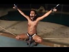Bondage with leather forced orgasm belt tube porn video