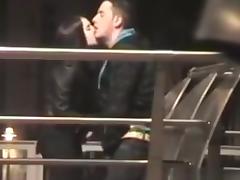 Amateur couple caught masturbating and handjob in public tube porn video