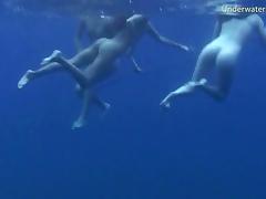 Two foxy slim stunners enjoy revealing their bodies in the ocean tube porn video