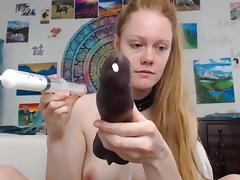 Huge toy cums in her holes tube porn video