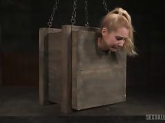 Odette finds herself in wooden box with the black cock close to her tube porn video