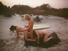 outdoor beach sex two girl threesome from 1979 tube porn video