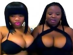 Ebony lesbians teasing each other on webcam tube porn video