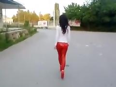 Red black leggings tube porn video