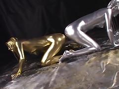 Silver and gold Japanese lesbians (censored) tube porn video