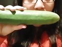 Teasing fat bitch takes a cucumber tube porn video