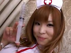 Naughty pink nurse gets a good seeing to with a vibrator and hard cock tube porn video