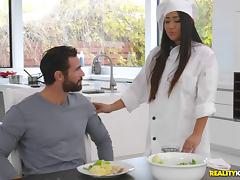 Best-looking cook ever Lexy Bander screwed by the horny stud tube porn video