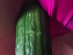 BBW slut pet-cucumber with fuchsia panties still on 3 tube porn video