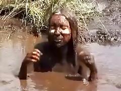 Hero bathes in mud tube porn video