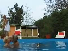 Hotti lesbian sex at the pool with Mary, Juli and Nelli tube porn video