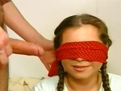 Blindfolded Tart Gobbles A Stiff Wang tube porn video