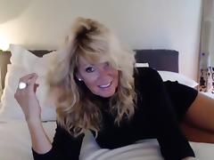 Blonde milf in black dress tube porn video