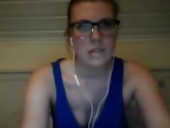 Slim norwegian with glasses teasing tube porn video
