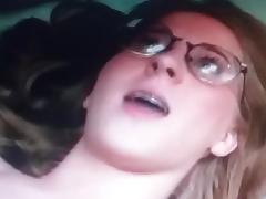 Nerdy college girl in glasses fucked tube porn video