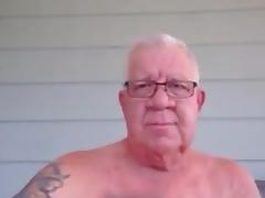 Grand pa wanking on the porche tube porn video
