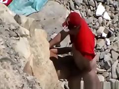 Blowjob and fuck in rocky seashore tube porn video