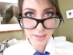 Luna C. Kitsuen is a geeky babe who wants to choke on a dick tube porn video