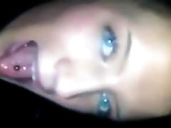 Blue eyes showing and swallowing cum tube porn video
