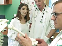 Hot nurse Camilla Moon gets fucked by a hard dick on the hospital's bed tube porn video