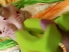 Green Pantyhose Footjob tube porn video