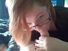 Teen chick with glasses blowjob tube porn video