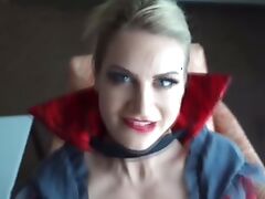 Busty devil girl gets wild fuck and cum swallow tube porn video