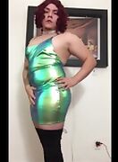Crossdresser is home alone and shows off her outfits and dick. tube porn video