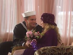 Blonde wife Monica Mayhem fucked by her navy husband in uniform tube porn video