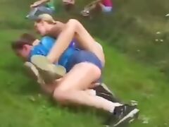 grass catfight outdoors tube porn video