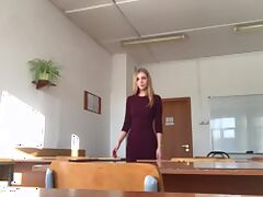 Hot blonde teen with amazing body tasing in class room tube porn video
