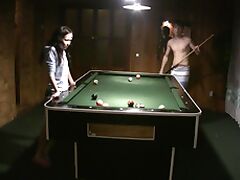 Amateur couple playing pool and having sex on the pool table tube porn video