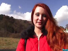 Redhead Czech girl Isabella Lui gets fucked in the forest for money tube porn video