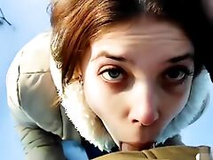 Stepsister gives a fantastic blowjob while outdoors tube porn video
