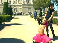 Pink haired Erika Sevilla tied and humiliated in the public place tube porn video