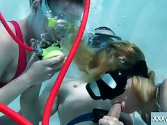 Threesome in the pool between Minnie Manga tube porn video